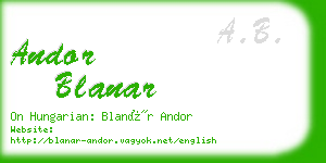 andor blanar business card